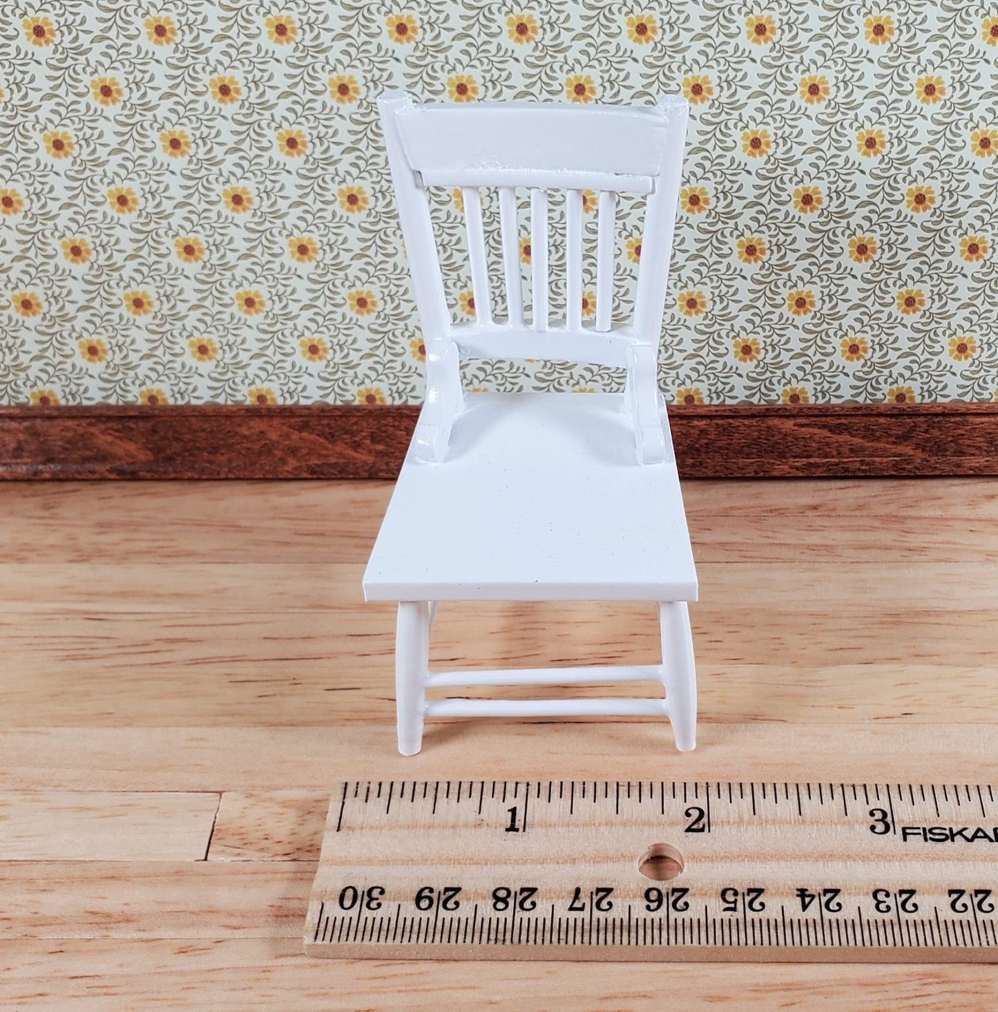 Dollhouse Kitchen Chair White Wood 1:12 Scale Miniature Furniture - Miniature Crush