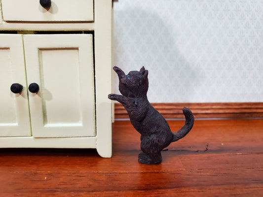 Dollhouse Kitty Cat Dark Brown Playful Reaching 1:12 Scale Miniature Pet - Miniature Crush