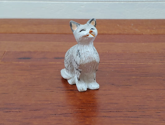 Dollhouse Kitty Cat Gray Tabby Eyes Closed Sitting 1:12 Scale Miniature Pet - Miniature Crush