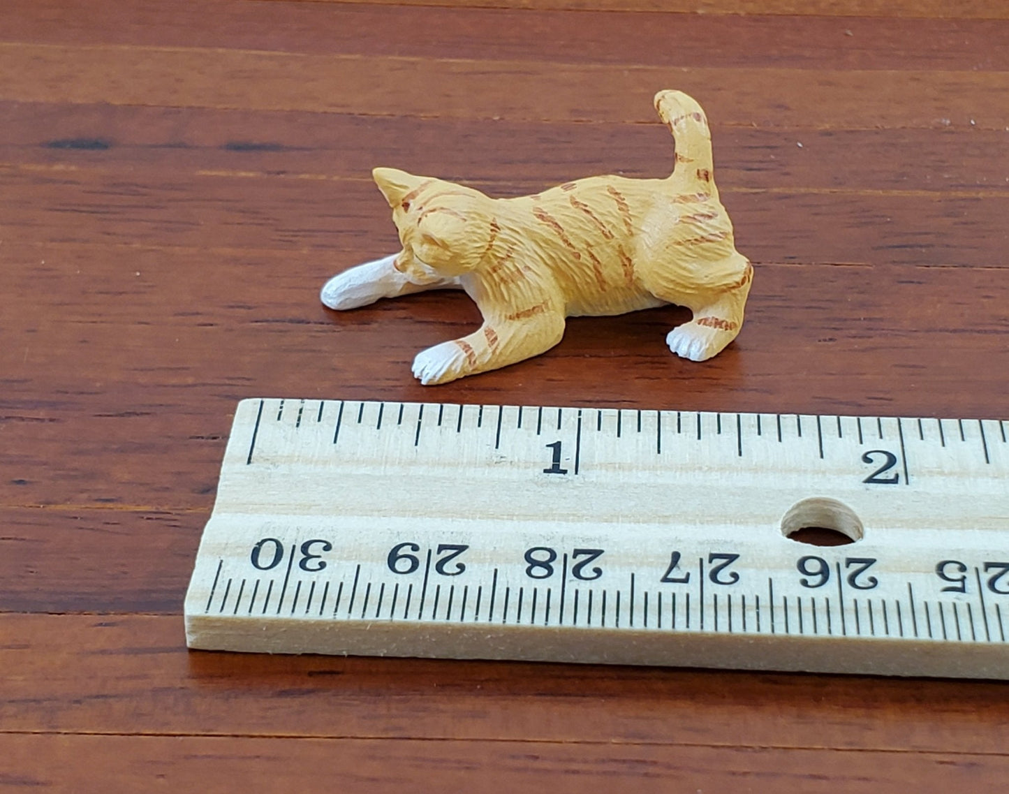 Dollhouse Kitty Cat Orange Tabby Playful Pose 1:12 Scale Miniature Pet - Miniature Crush