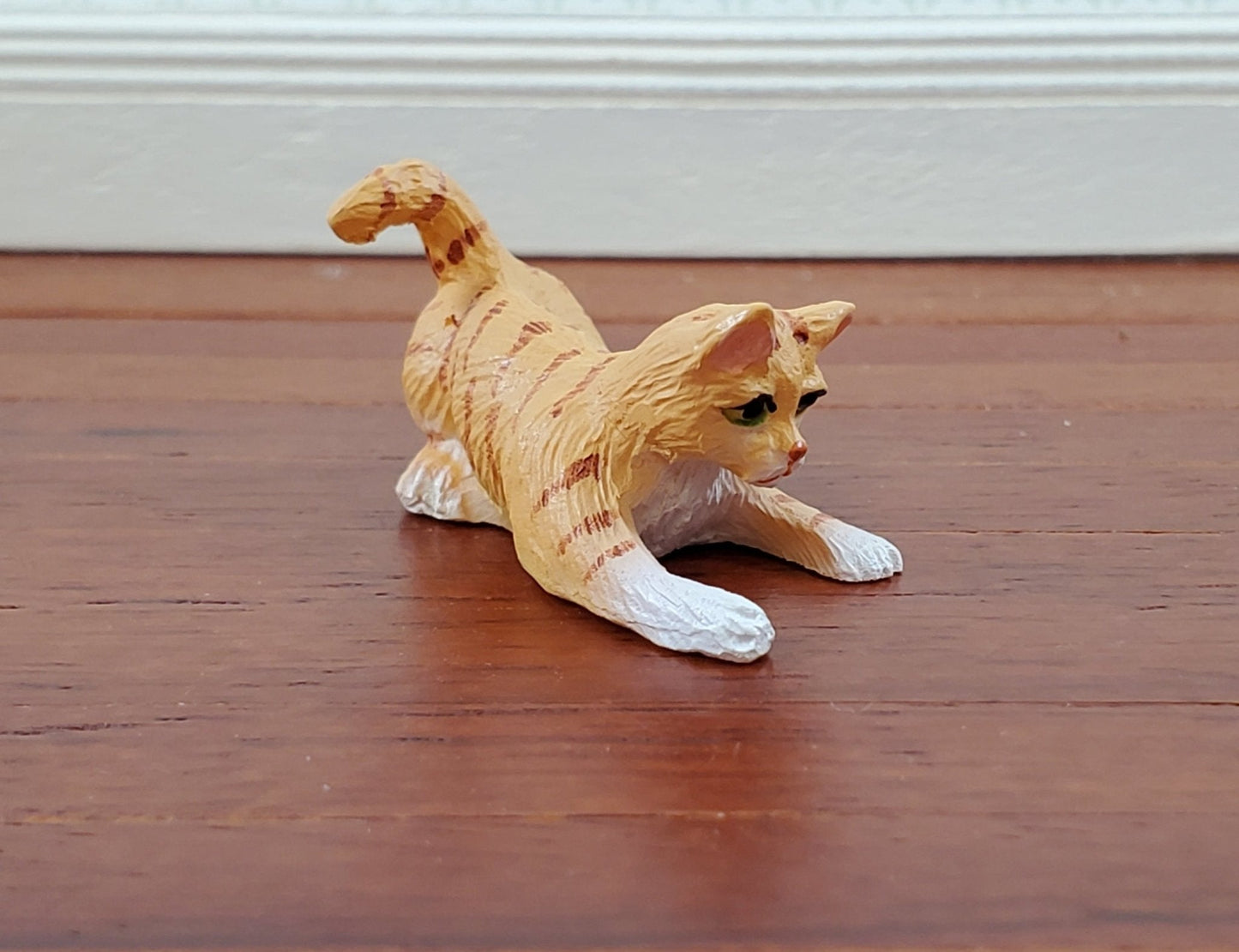 Dollhouse Kitty Cat Orange Tabby Playful Pose 1:12 Scale Miniature Pet - Miniature Crush