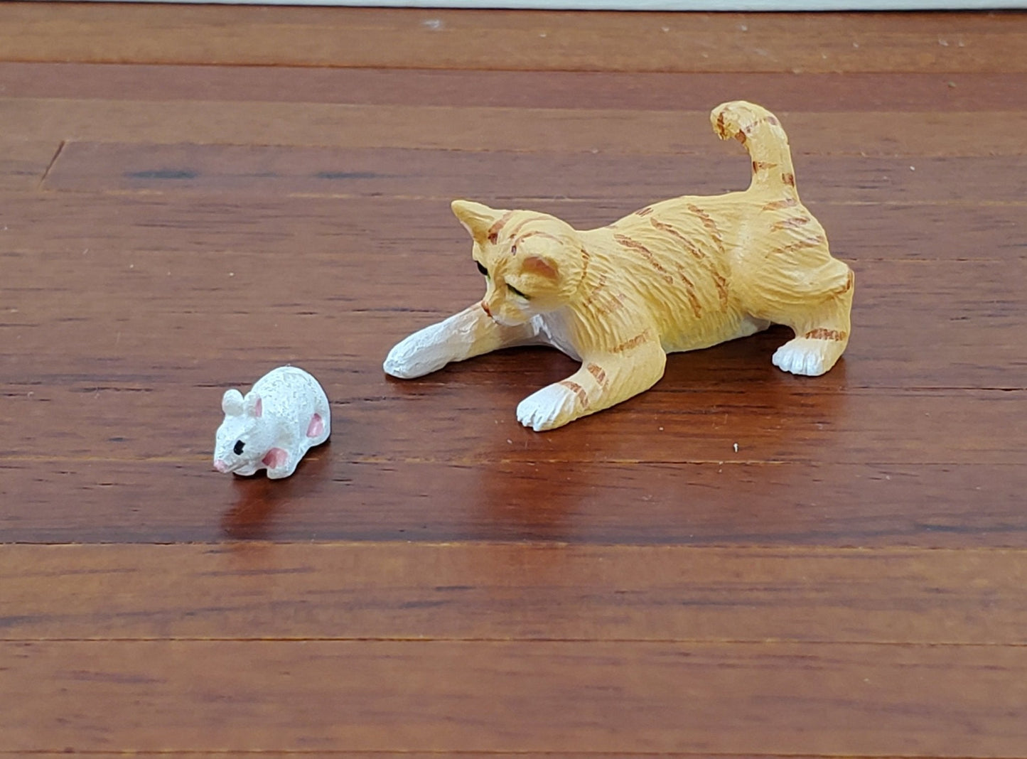 Dollhouse Kitty Cat Orange Tabby Playful Pose 1:12 Scale Miniature Pet - Miniature Crush