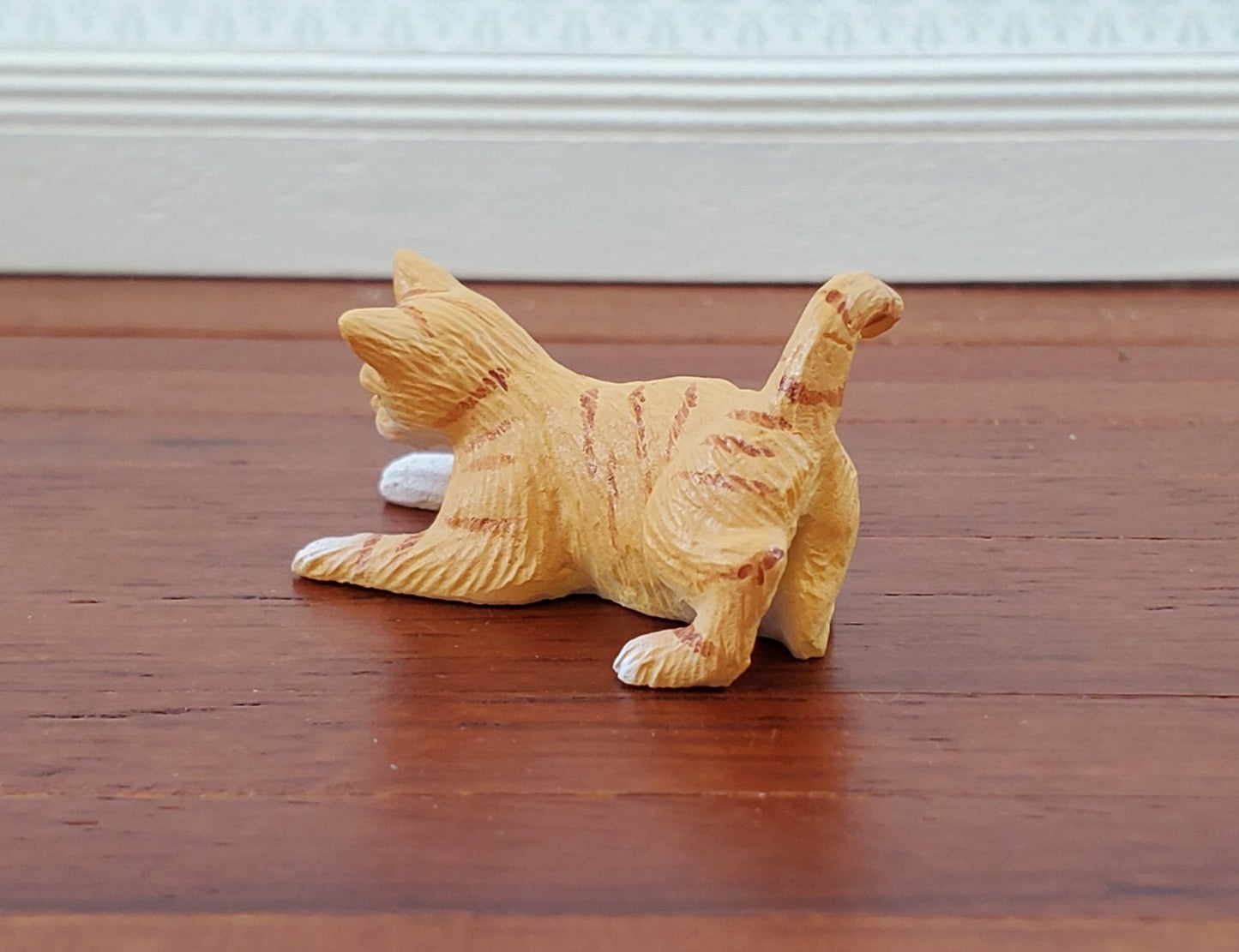 Dollhouse Kitty Cat Orange Tabby Playful Pose 1:12 Scale Miniature Pet - Miniature Crush