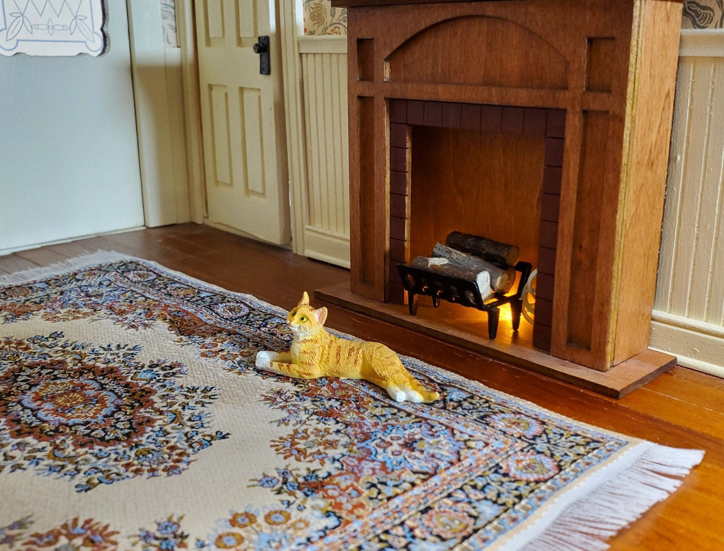 Dollhouse Kitty Cat Orange Tabby Stretched Out on Side 1:12 Scale Miniature Pet - Miniature Crush