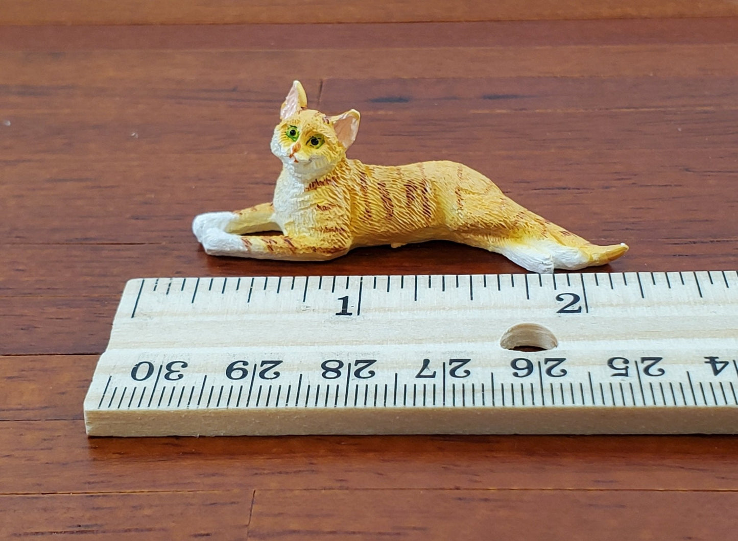 Dollhouse Kitty Cat Orange Tabby Stretched Out on Side 1:12 Scale Miniature Pet - Miniature Crush