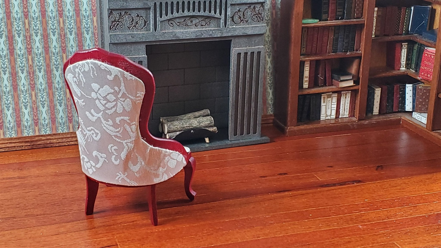 Dollhouse Ladies Chair Victorian White Mahogany Finish 1:12 Scale Wood Miniature Furniture - Miniature Crush