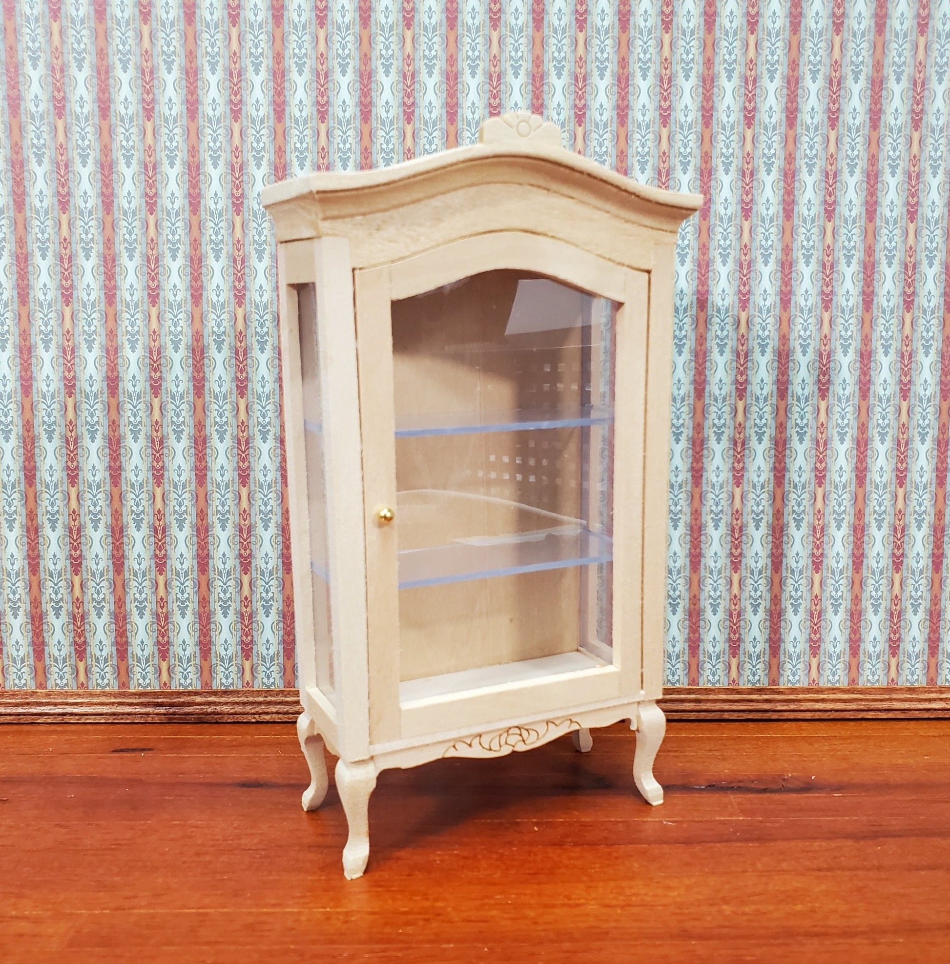 Dollhouse Large Curio Cabinet with Door Unpainted Wood 1:12 Scale Miniature Furniture - Miniature Crush