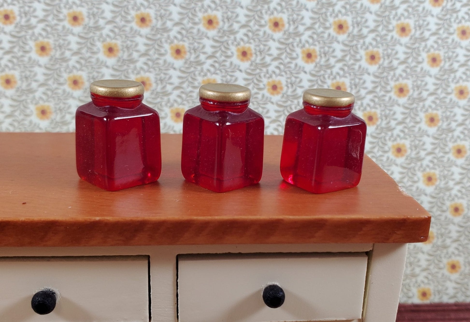 Dollhouse Large Jars of Jam or Preserves Set of 3 1:12 Scale Miniature Food - Miniature Crush