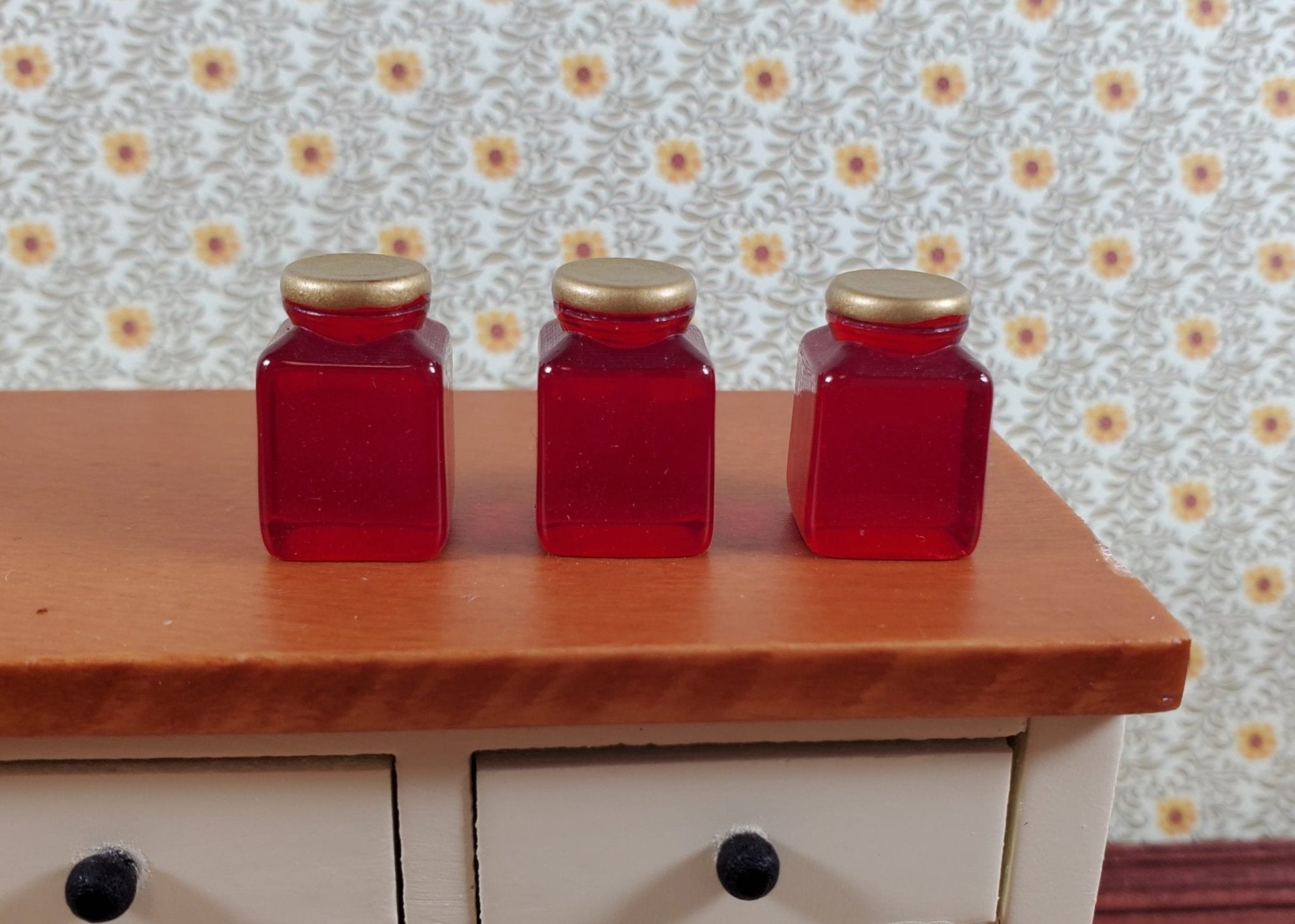 Dollhouse Large Jars of Jam or Preserves Set of 3 1:12 Scale Miniature Food - Miniature Crush