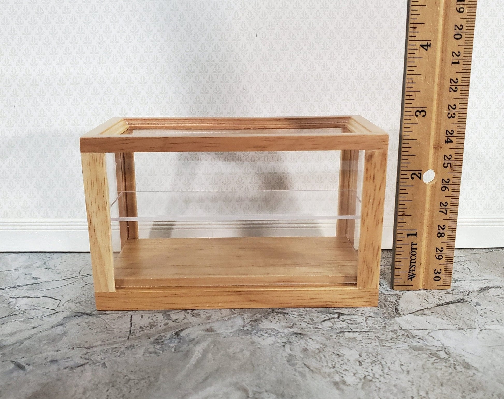 Dollhouse Low Display Case for Bakery Store or Shop 1:12 Scale Furniture Light Oak - Miniature Crush