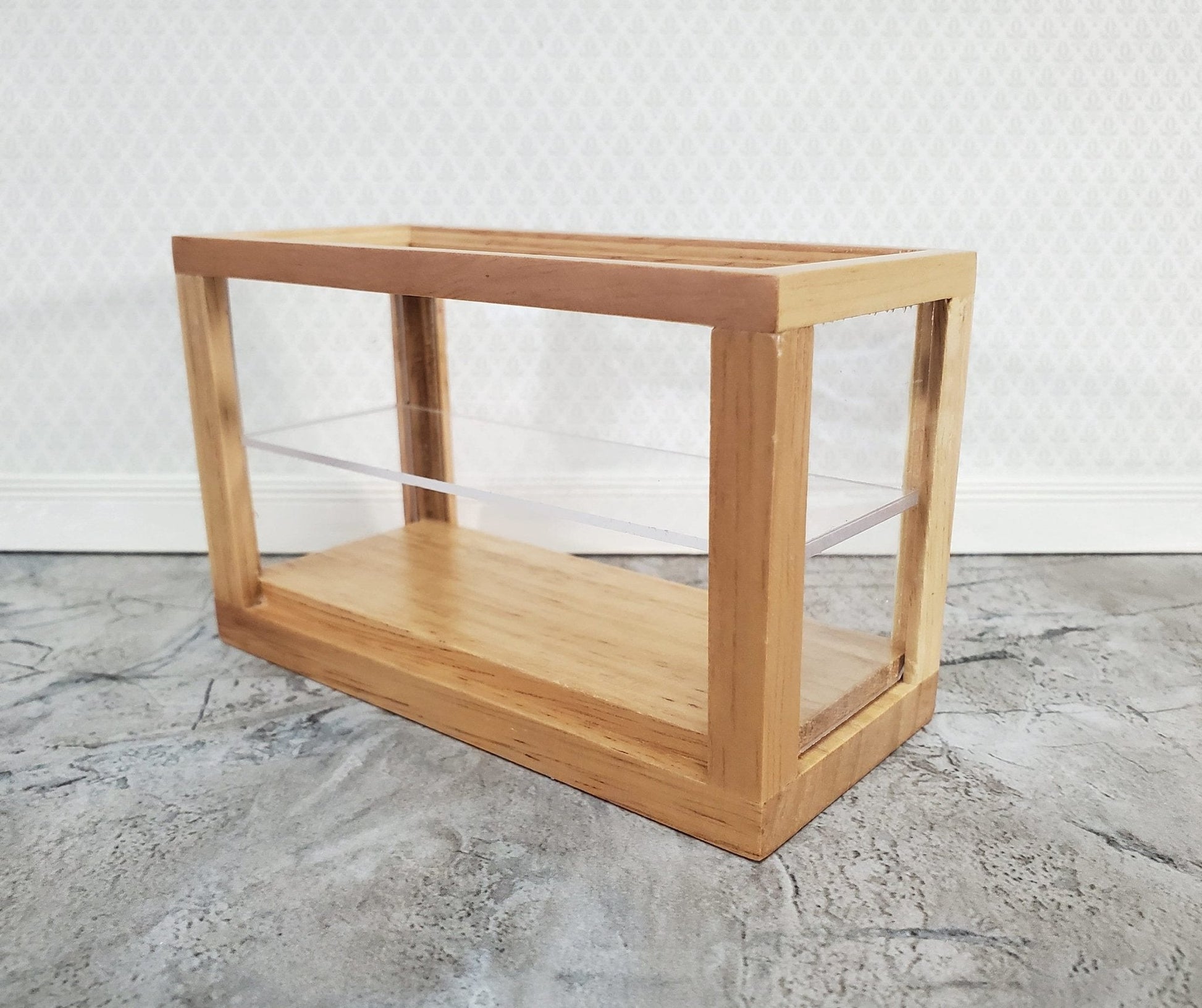 Dollhouse Low Display Case for Bakery Store or Shop 1:12 Scale Furniture Light Oak - Miniature Crush