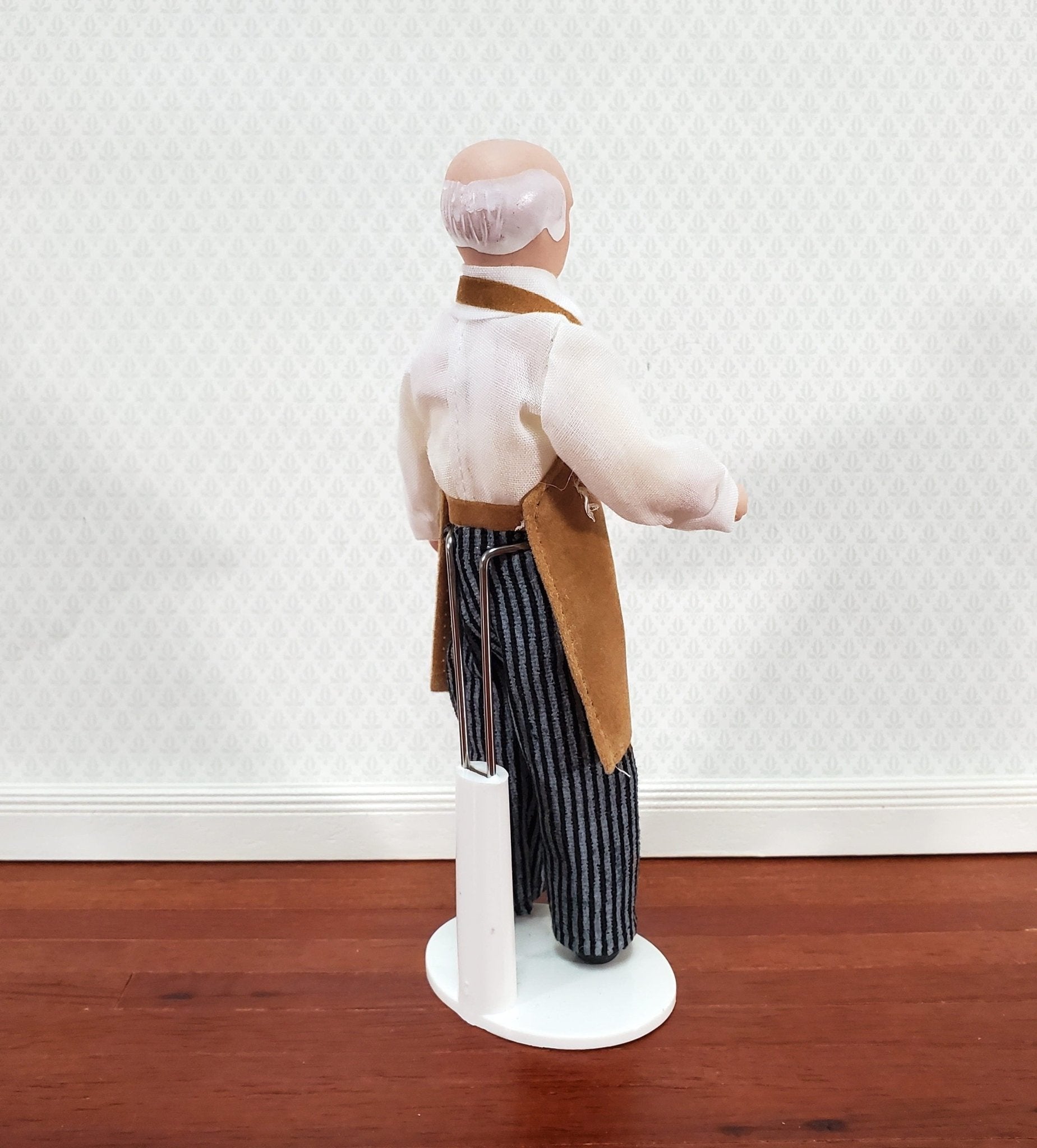 Dollhouse Man Shopkeeper Bartender Porcelain Male Poseable 1:12 Scale Miniature - Miniature Crush