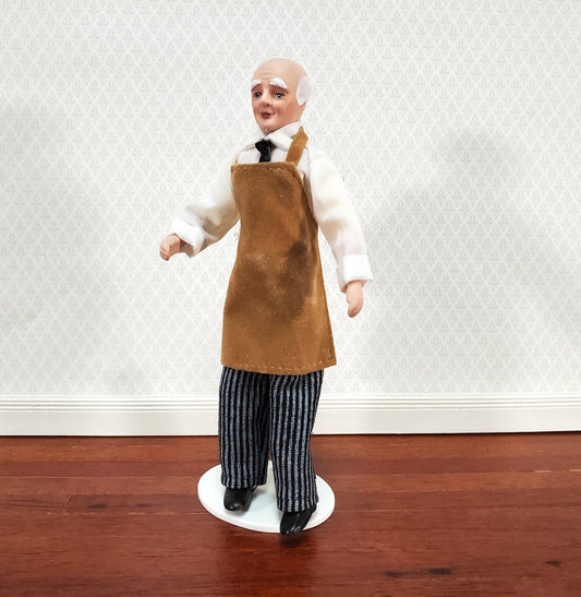 Dollhouse Man Shopkeeper Bartender Porcelain Male Poseable 1:12 Scale Miniature - Miniature Crush