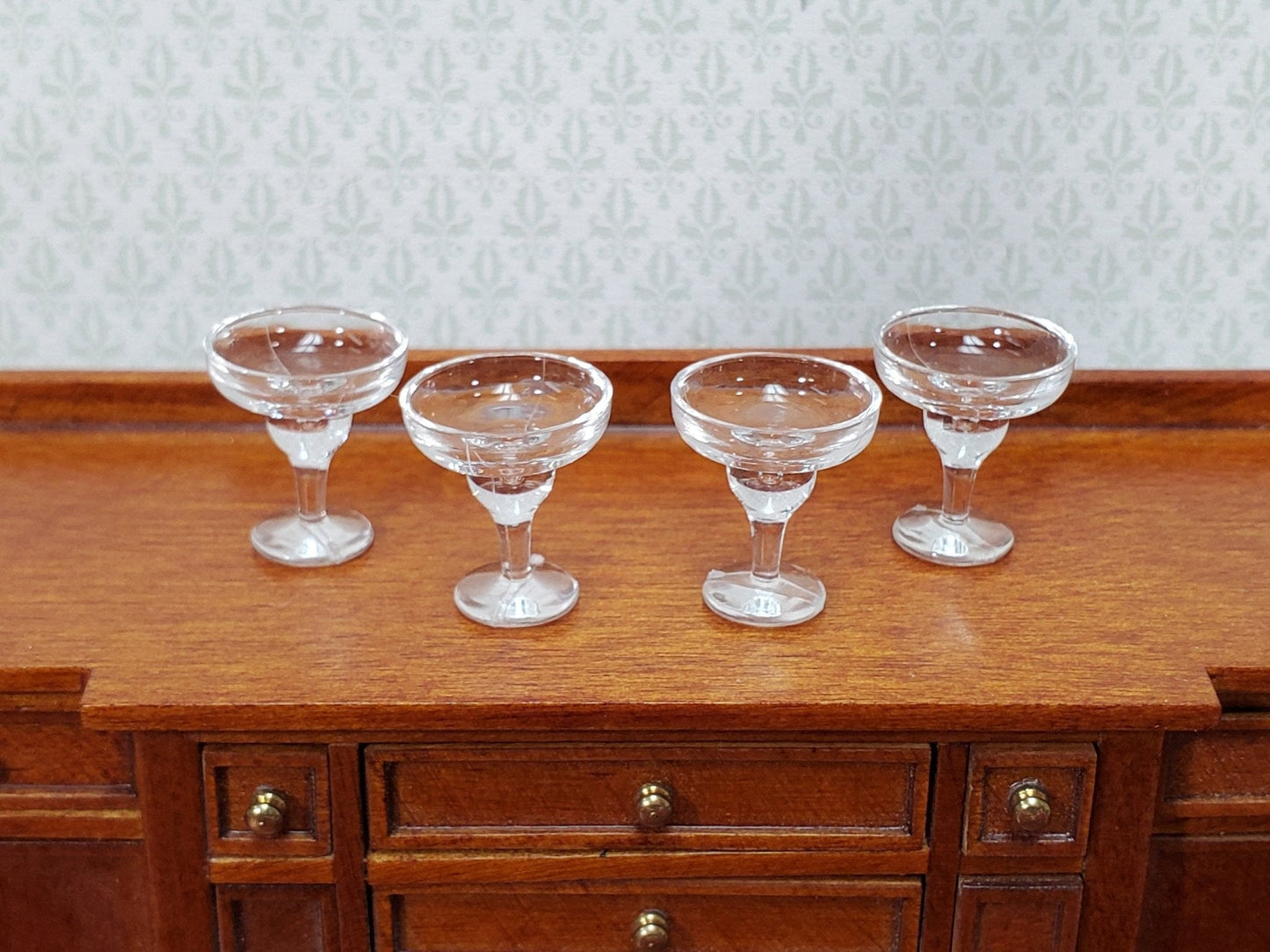 Dollhouse Margarita Glasses Clear (plastic) x4 1:12 Scale Miniature Barware 9/16" - Miniature Crush