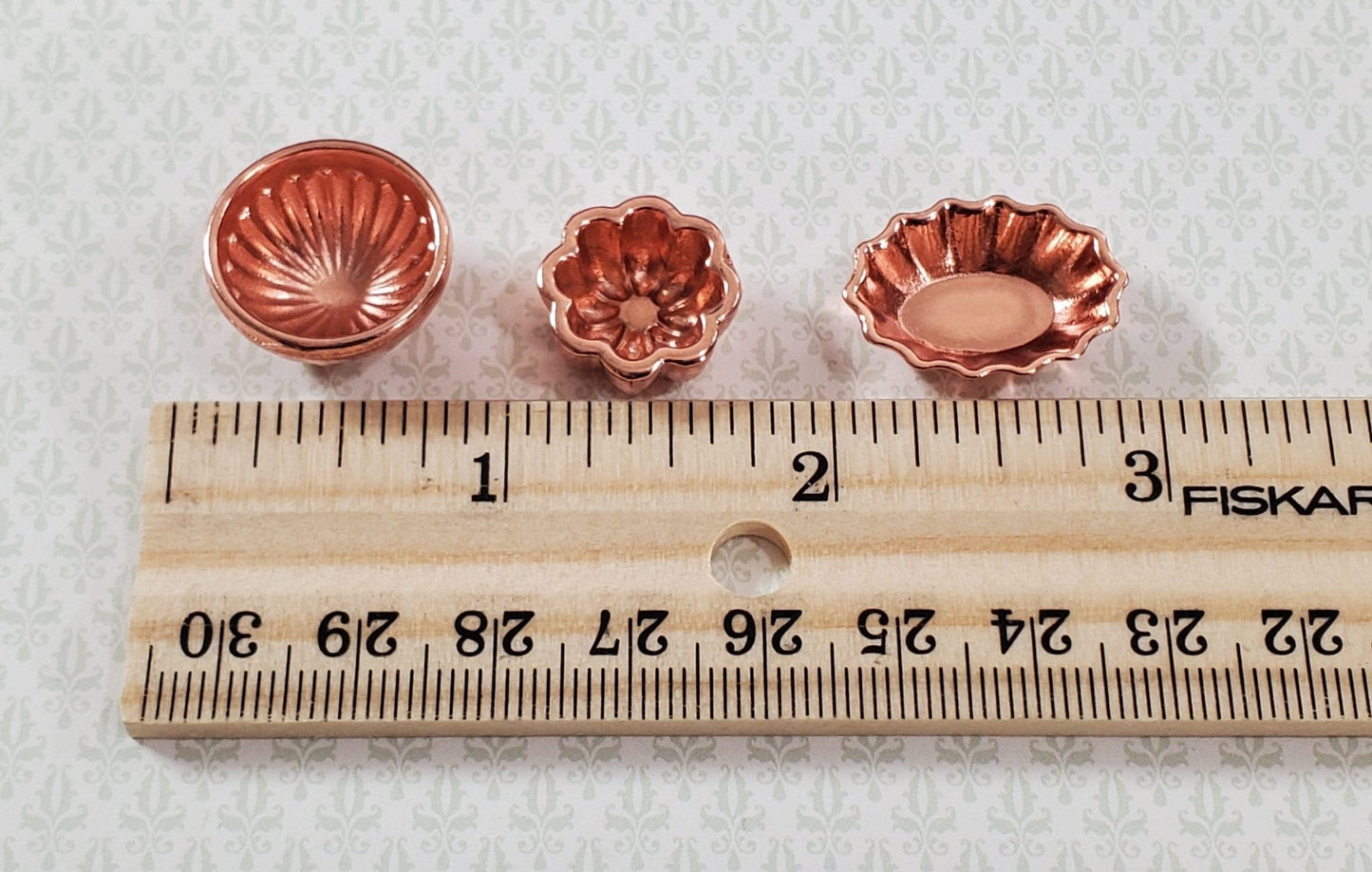 Dollhouse Metal Copper Jelly Molds 1:12 Scale Miniature Kitchen Decor Dishes - Miniature Crush