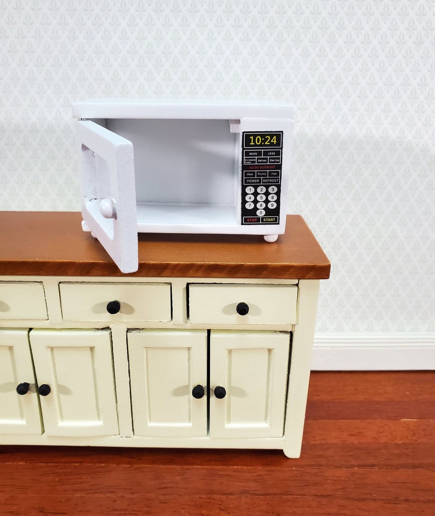 Dollhouse Microwave Oven Modern Wood with Opening Door 1:12 Scale Kitchen Accessories - Miniature Crush