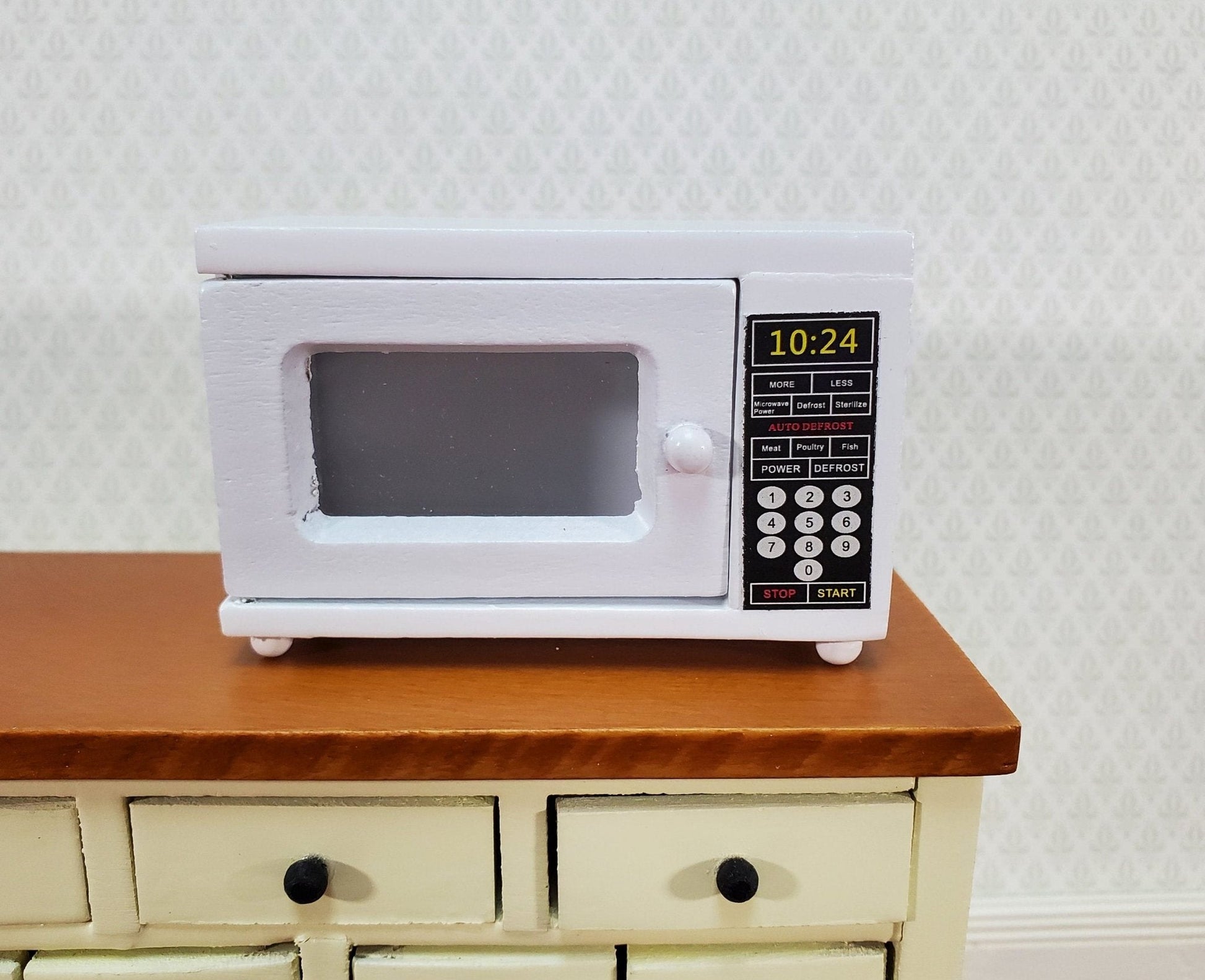 Dollhouse Microwave Oven Modern Wood with Opening Door 1:12 Scale Kitchen Accessories - Miniature Crush