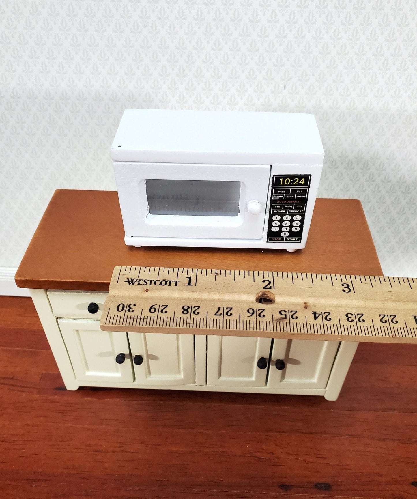 Dollhouse Microwave Oven Modern Wood with Opening Door 1:12 Scale Kitchen Accessories - Miniature Crush