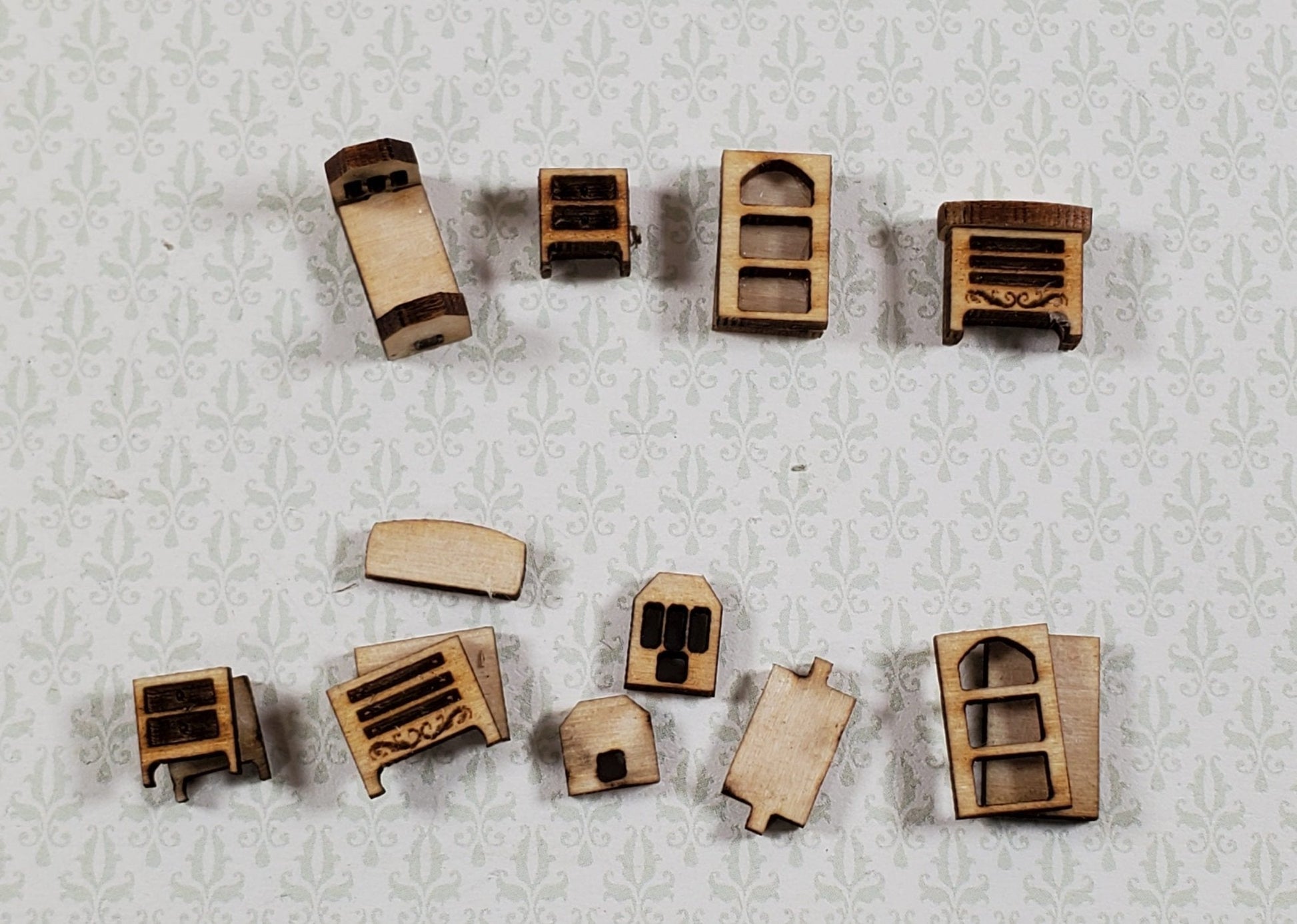 Dollhouse Miniature 1:144 Scale Bedroom Set KIT DIY Bed Dresser ++ Furniture - Miniature Crush
