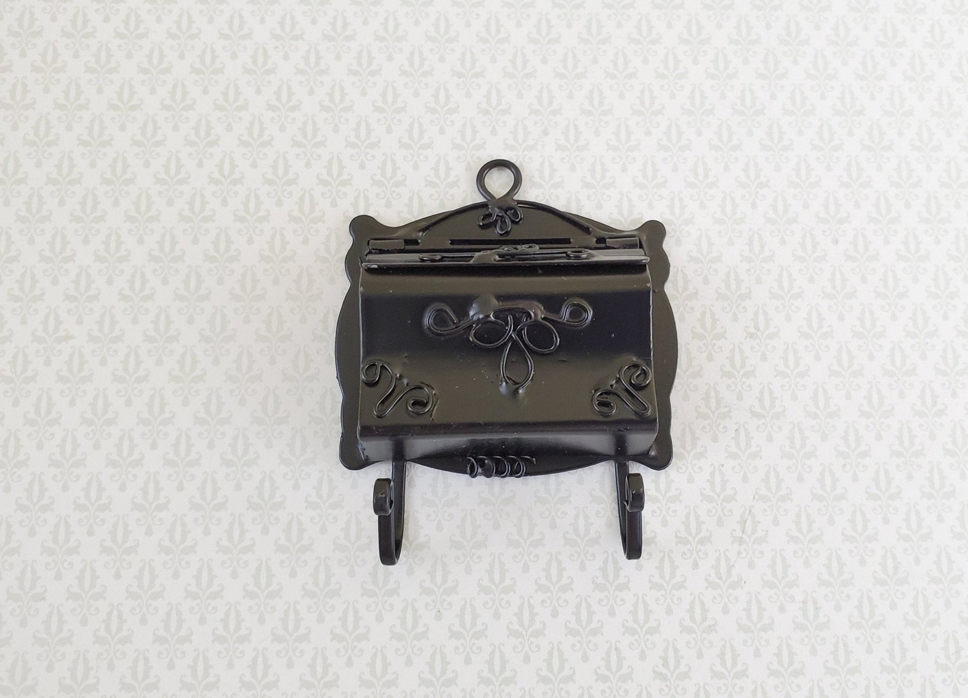 Dollhouse Miniature 1:6 Scale Mailbox Black Opens with Newspaper Hooks Playscale - Miniature Crush