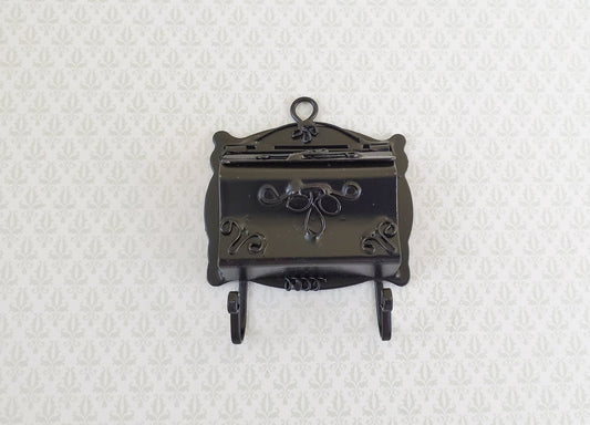 Dollhouse Miniature 1:6 Scale Mailbox Black Opens with Newspaper Hooks Playscale - Miniature Crush