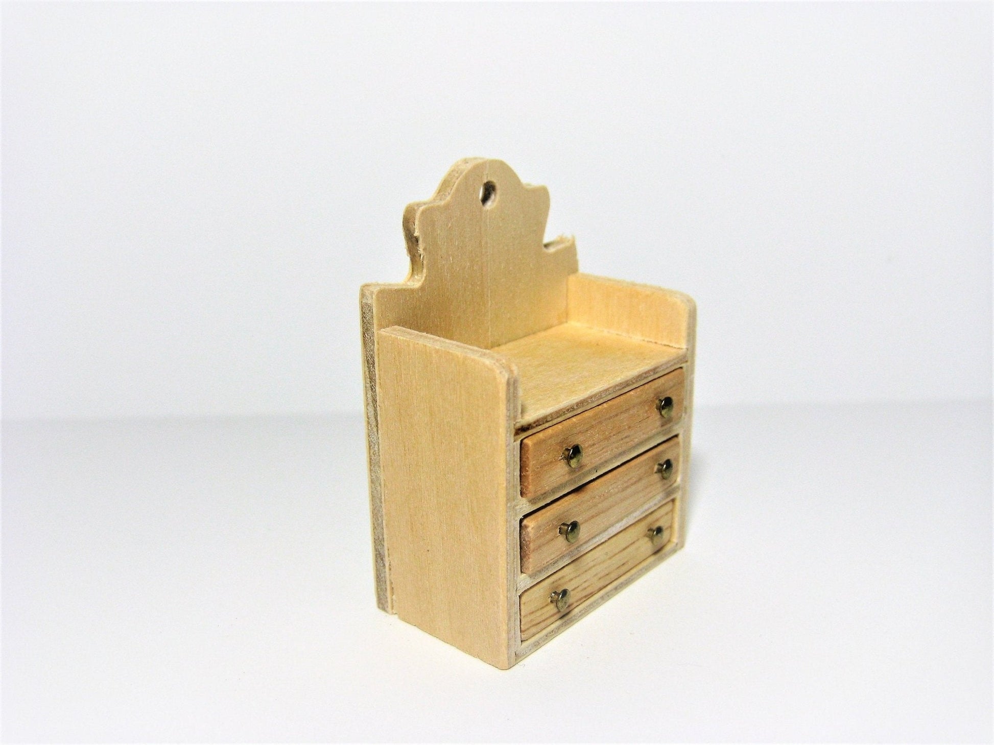 Dollhouse Miniature 3 Drawer Chest Small Cabinet Unfinished 1:12 Scale - Miniature Crush