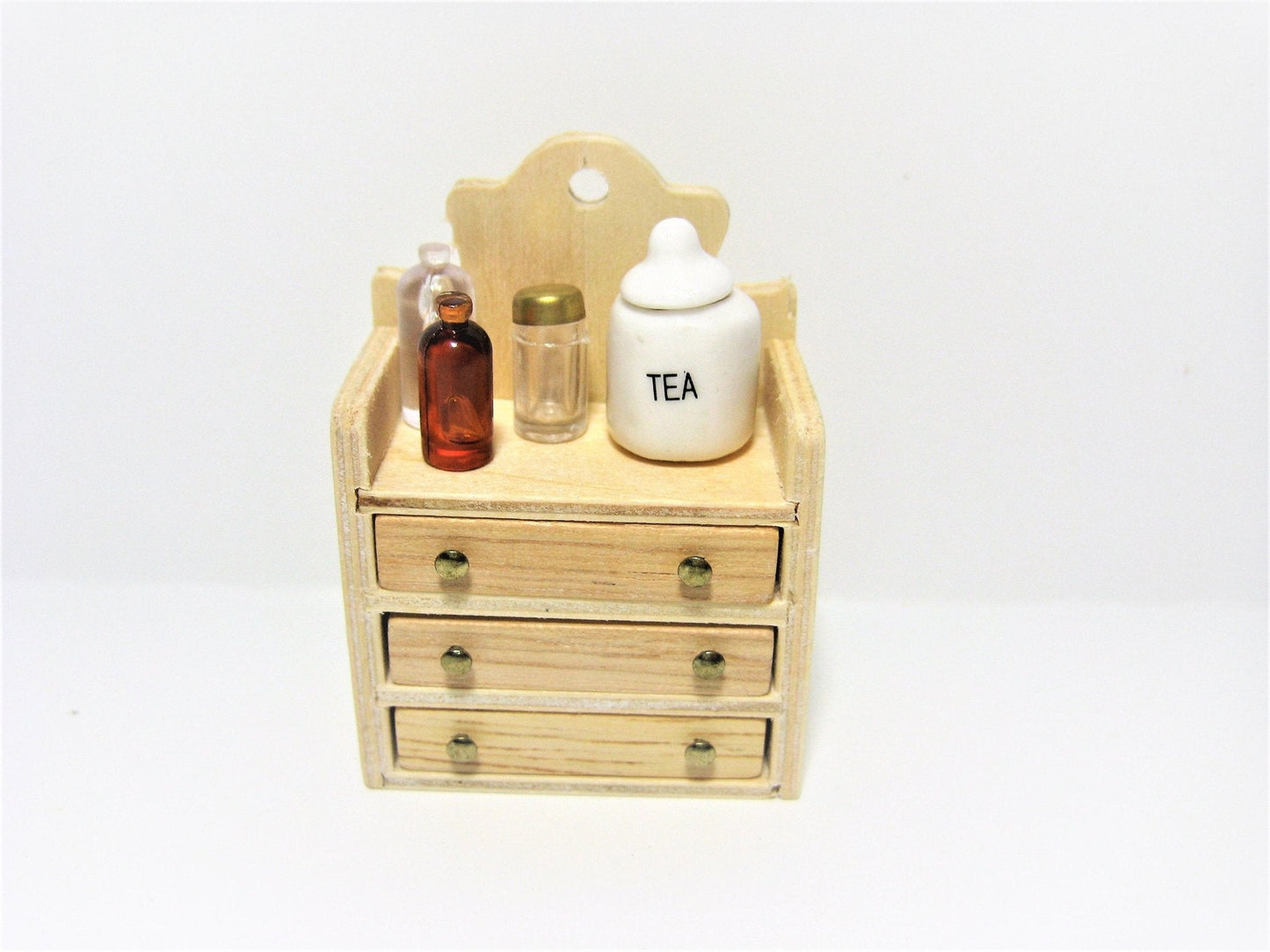 Dollhouse Miniature 3 Drawer Chest Small Cabinet Unfinished 1:12 Scale - Miniature Crush