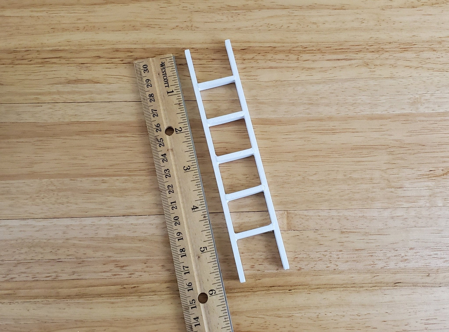 Dollhouse Miniature 6" Straight Ladder Tall White 1:12 Scale Wood - Miniature Crush