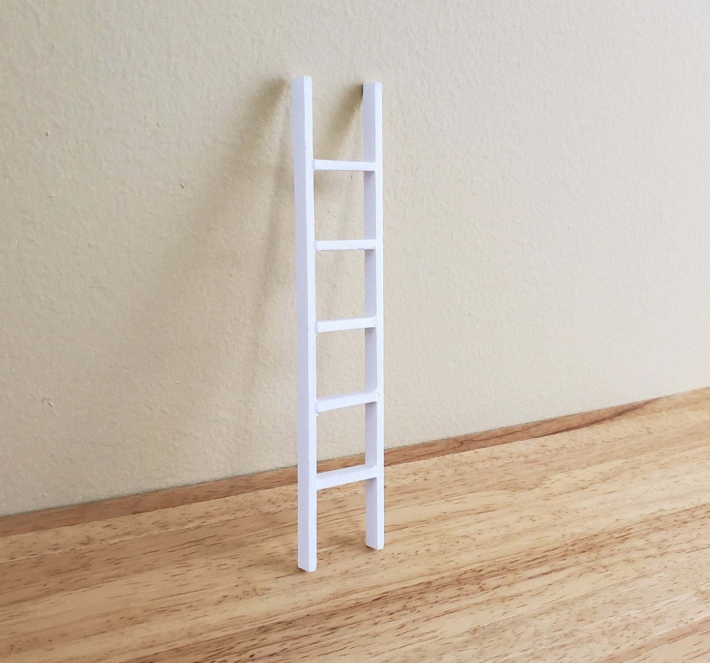 Dollhouse Miniature 6" Straight Ladder Tall White 1:12 Scale Wood - Miniature Crush