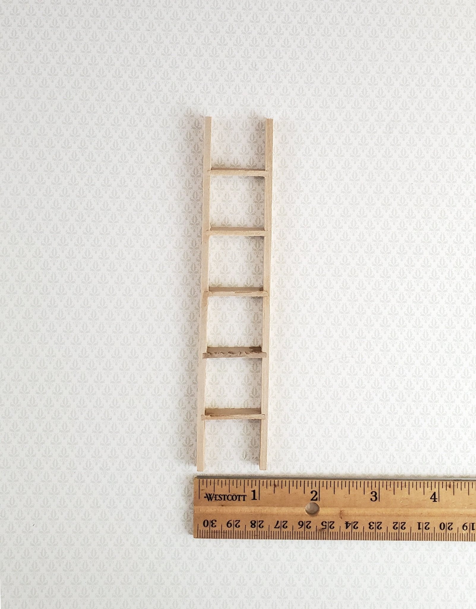 Dollhouse Miniature 6" Straight Ladder Tall Wood 1:12 Scale Barewood - Miniature Crush