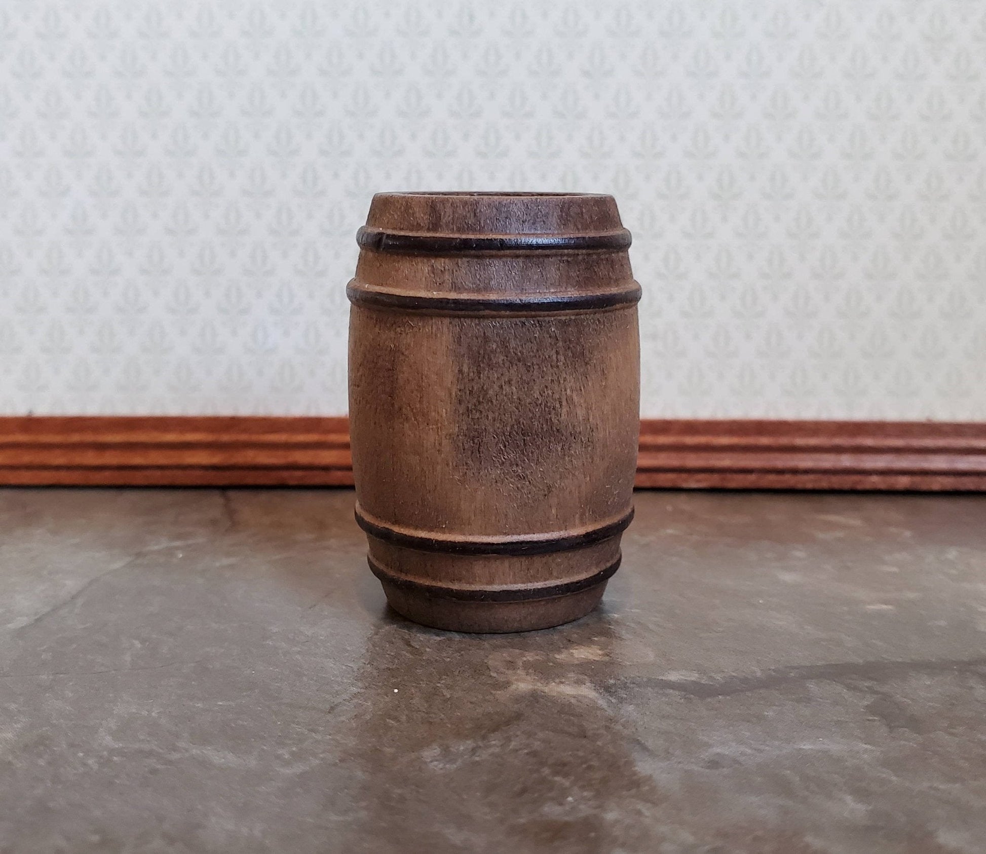 Dollhouse Miniature Barrel Small Distress Painted Wood 1:12 Scale Wooden Keg - Miniature Crush
