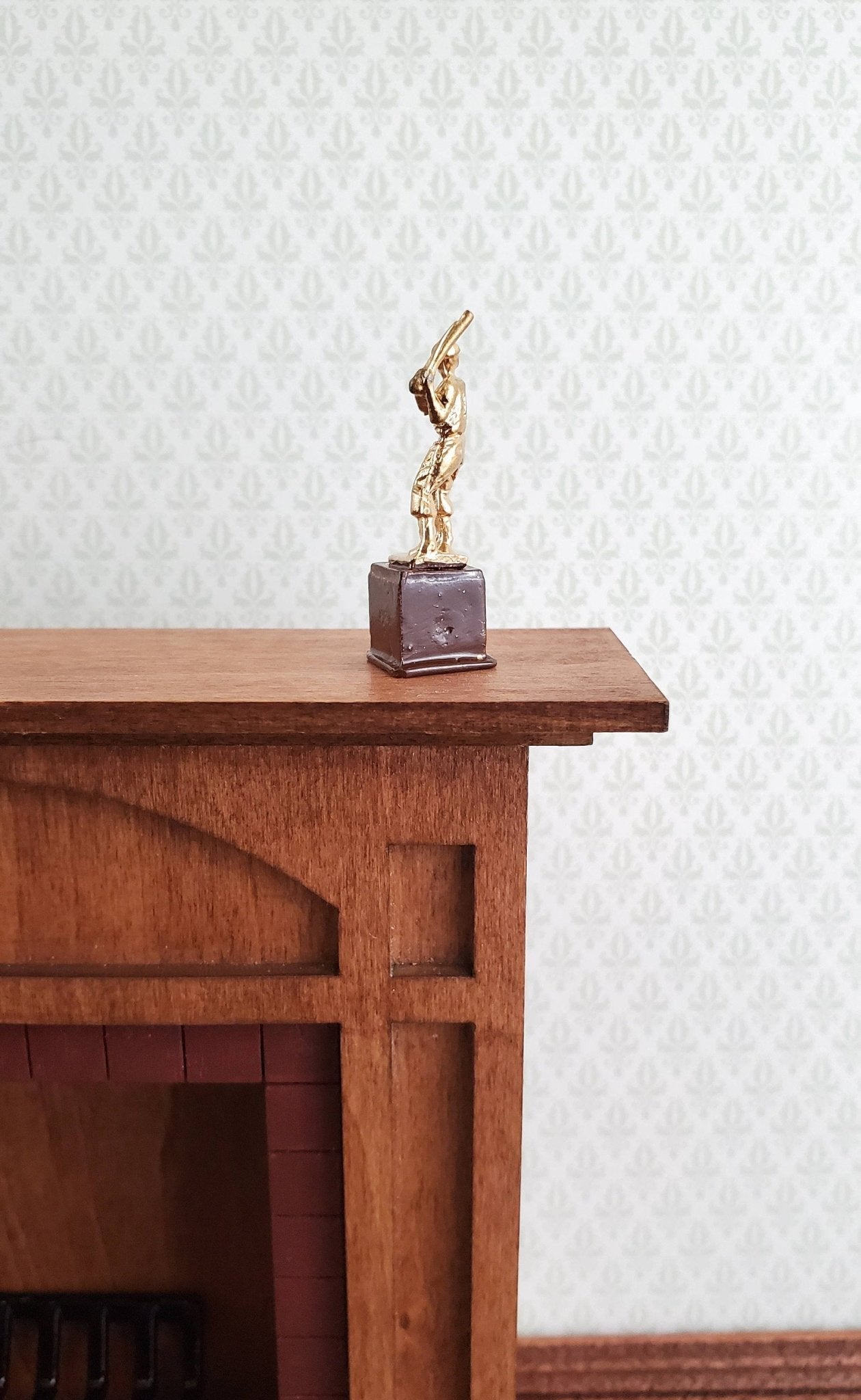 Dollhouse Miniature Baseball Trophy Statue Gold 1:12 Scale Painted Metal - Miniature Crush