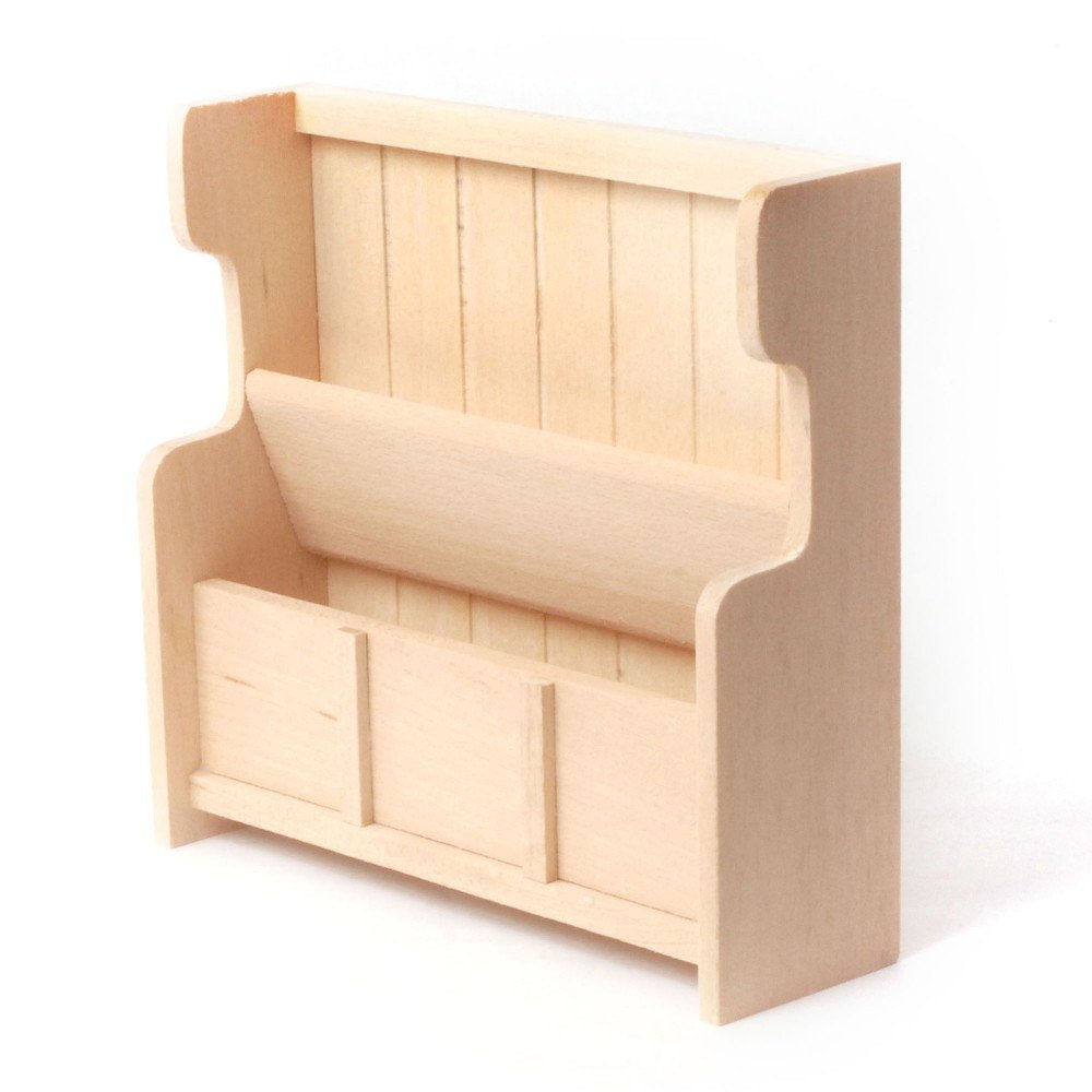 Dollhouse Miniature Bench Country Style with High Back Unfinished Open Seat 1:12 Scale Furniture - Miniature Crush