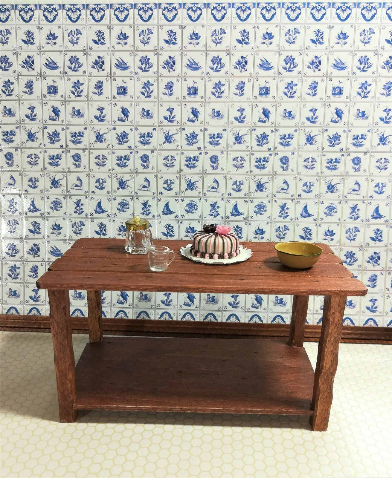 Dollhouse Miniature Blue & White Delft Wall Tiles Textured 1:12 Scale Kitchens - Miniature Crush