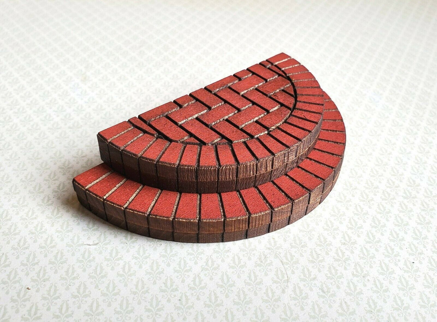 Dollhouse Miniature Brick Step Double Half Round for Entryway Door 1:12 Scale - Miniature Crush