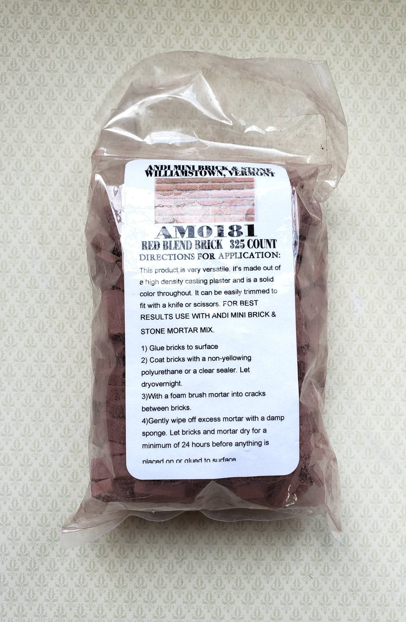 Dollhouse Miniature Bricks Red Brick Blend by Andi Mini Brick & Stone 1:12 Scale 325 Pieces - Miniature Crush