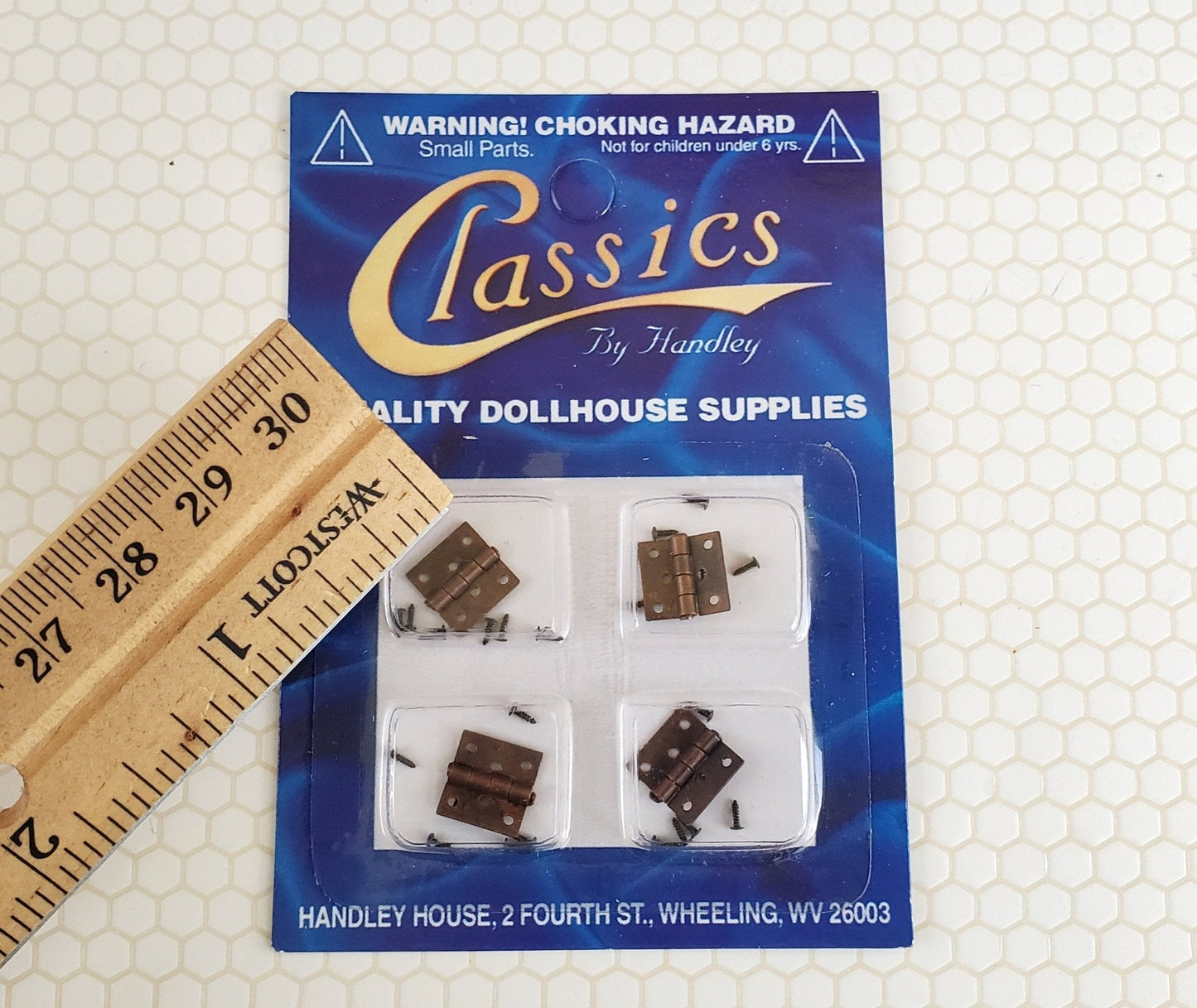 Dollhouse Miniature Butt Hinges Working x4 Bronze 1:12 Scale Includes Nails 5711 - Miniature Crush