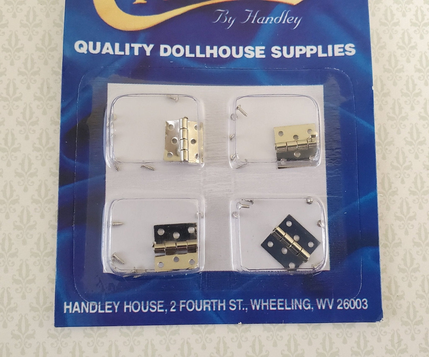 Dollhouse Miniature Butt Hinges Working x4 Silver Nickel 1:12 Scale Includes Nails - Miniature Crush