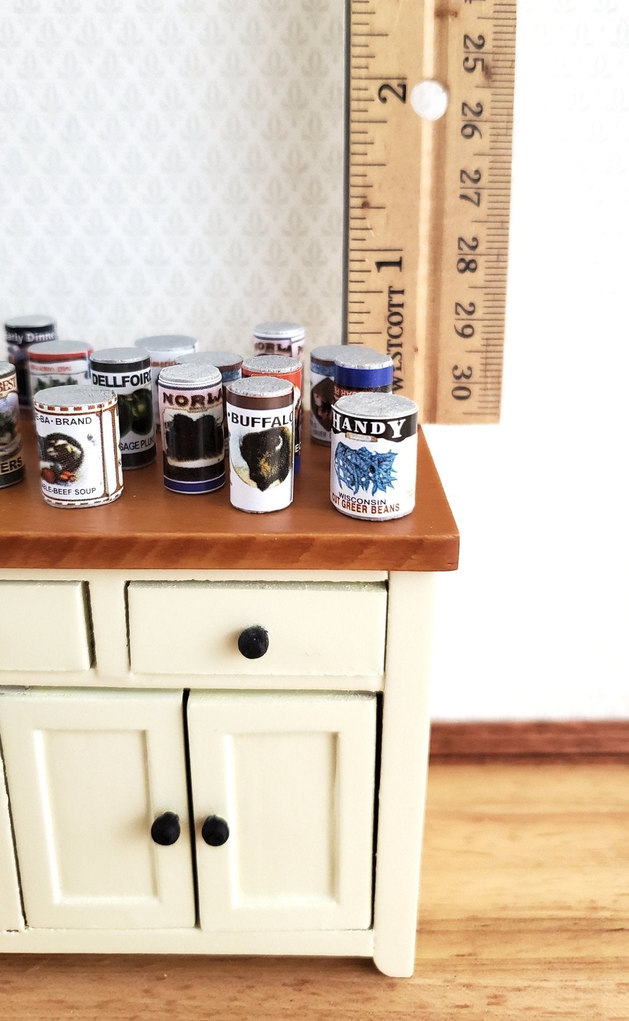 Dollhouse Miniature Canned Goods Old Fashion Grocery Store Cans 1:12 Scale Food - Miniature Crush