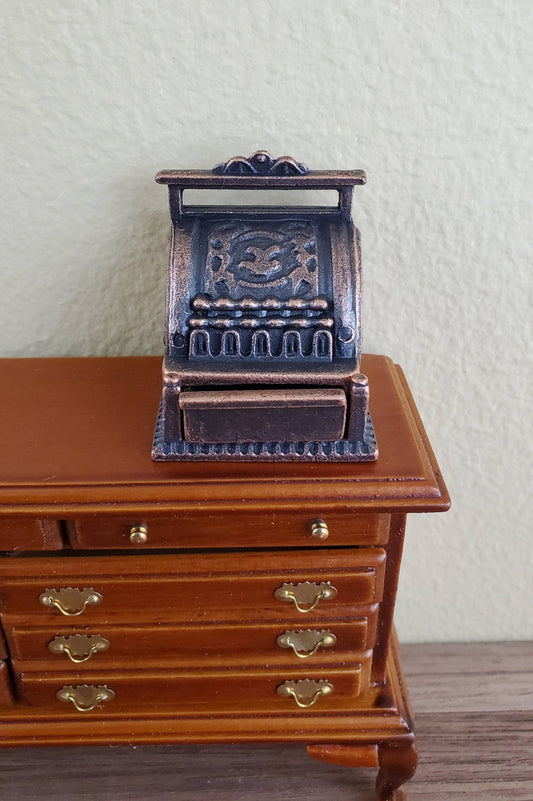 Dollhouse Miniature Cash Register Till Bronze Vintage Style Metal 1:12 Scale Opening Drawer - Miniature Crush