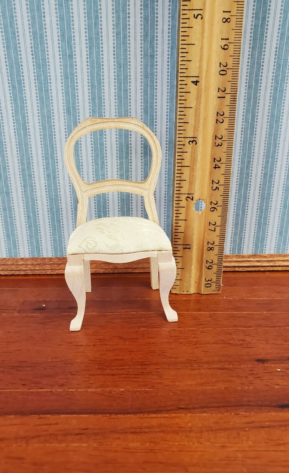 Dollhouse Miniature Chair Dining or Side Padded Seat Unpainted Wood 1:12 Scale - Miniature Crush