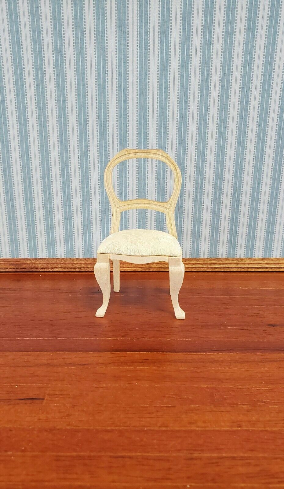 Dollhouse Miniature Chair Dining or Side Padded Seat Unpainted Wood 1:12 Scale - Miniature Crush
