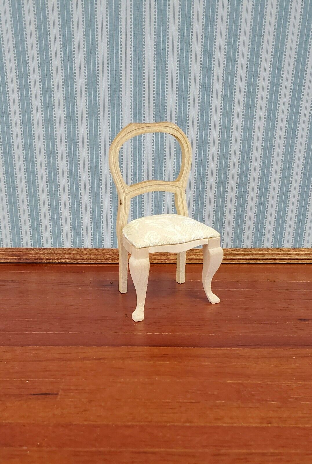 Dollhouse Miniature Chair Dining or Side Padded Seat Unpainted Wood 1:12 Scale - Miniature Crush