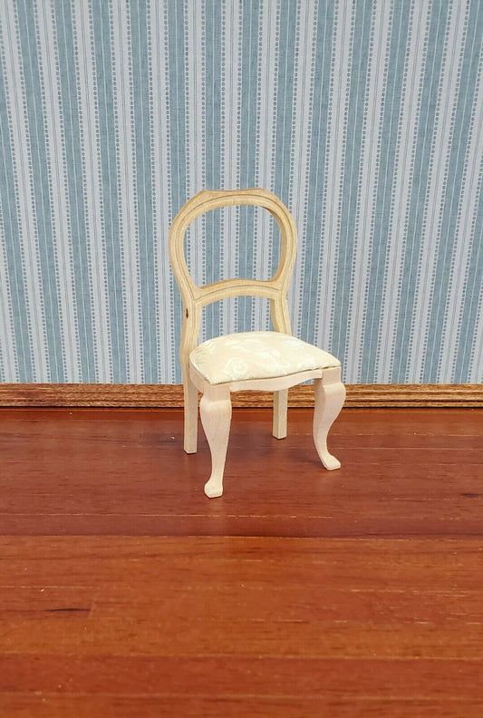 Dollhouse Miniature Chair Dining or Side Padded Seat Unpainted Wood 1:12 Scale - Miniature Crush