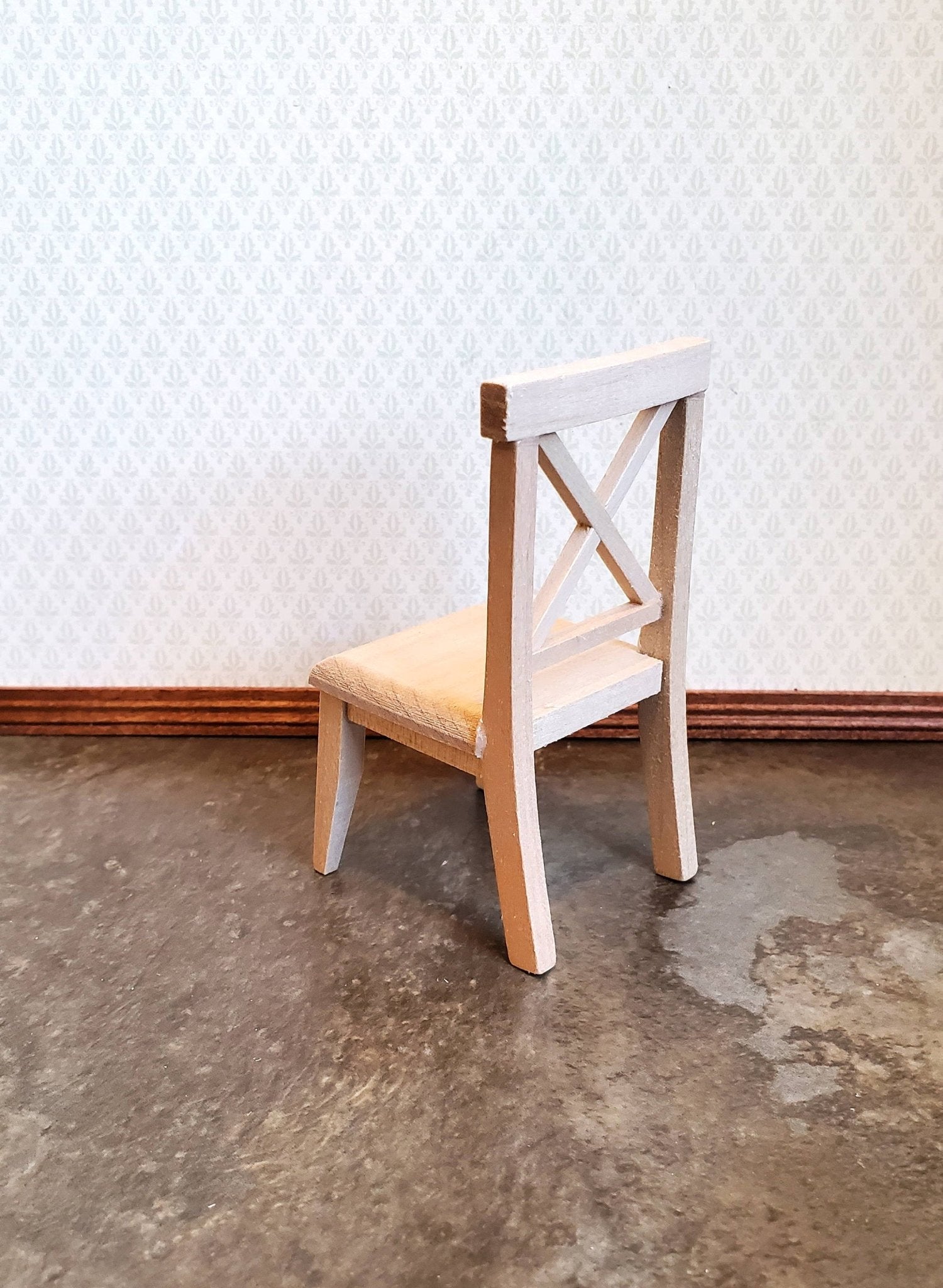 Dollhouse Miniature Chair Kitchen Dining Cross Buck Unfinished Wood 1:12 Scale - Miniature Crush