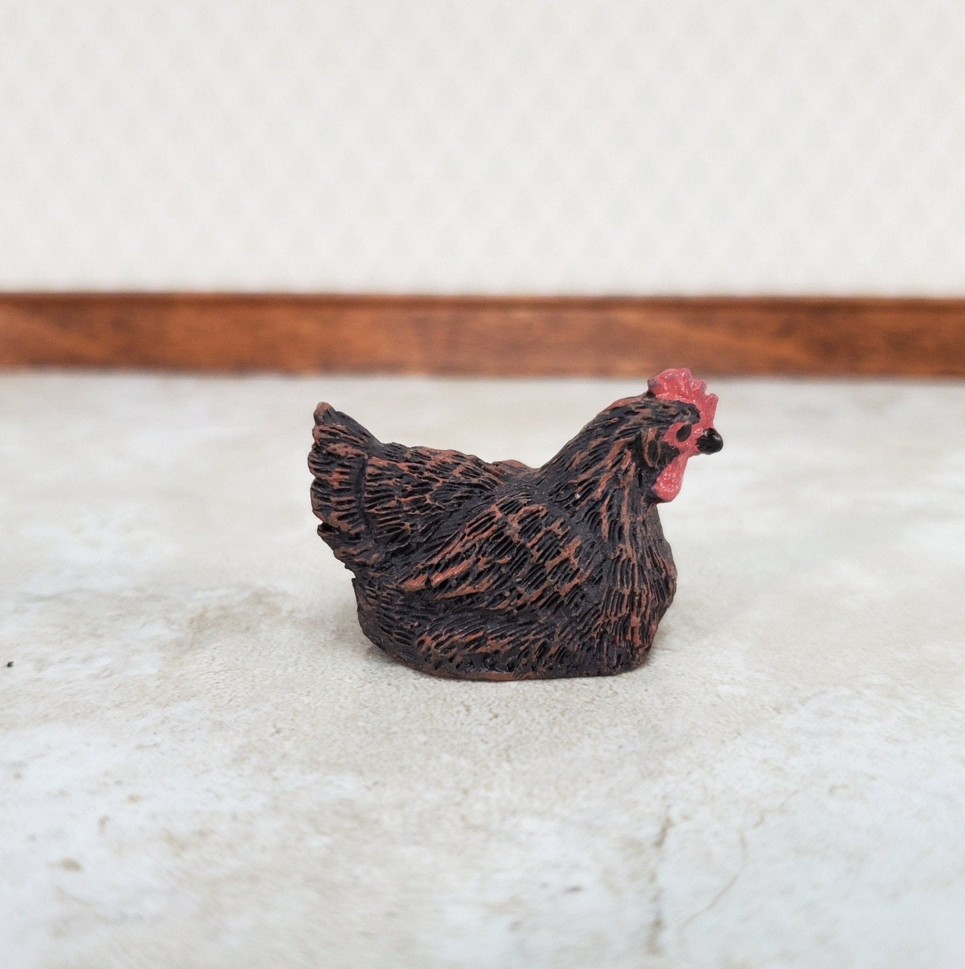 Dollhouse Miniature Chicken Hen Brown Sitting Cast Resin 1:12 Scale Pet Farm - Miniature Crush