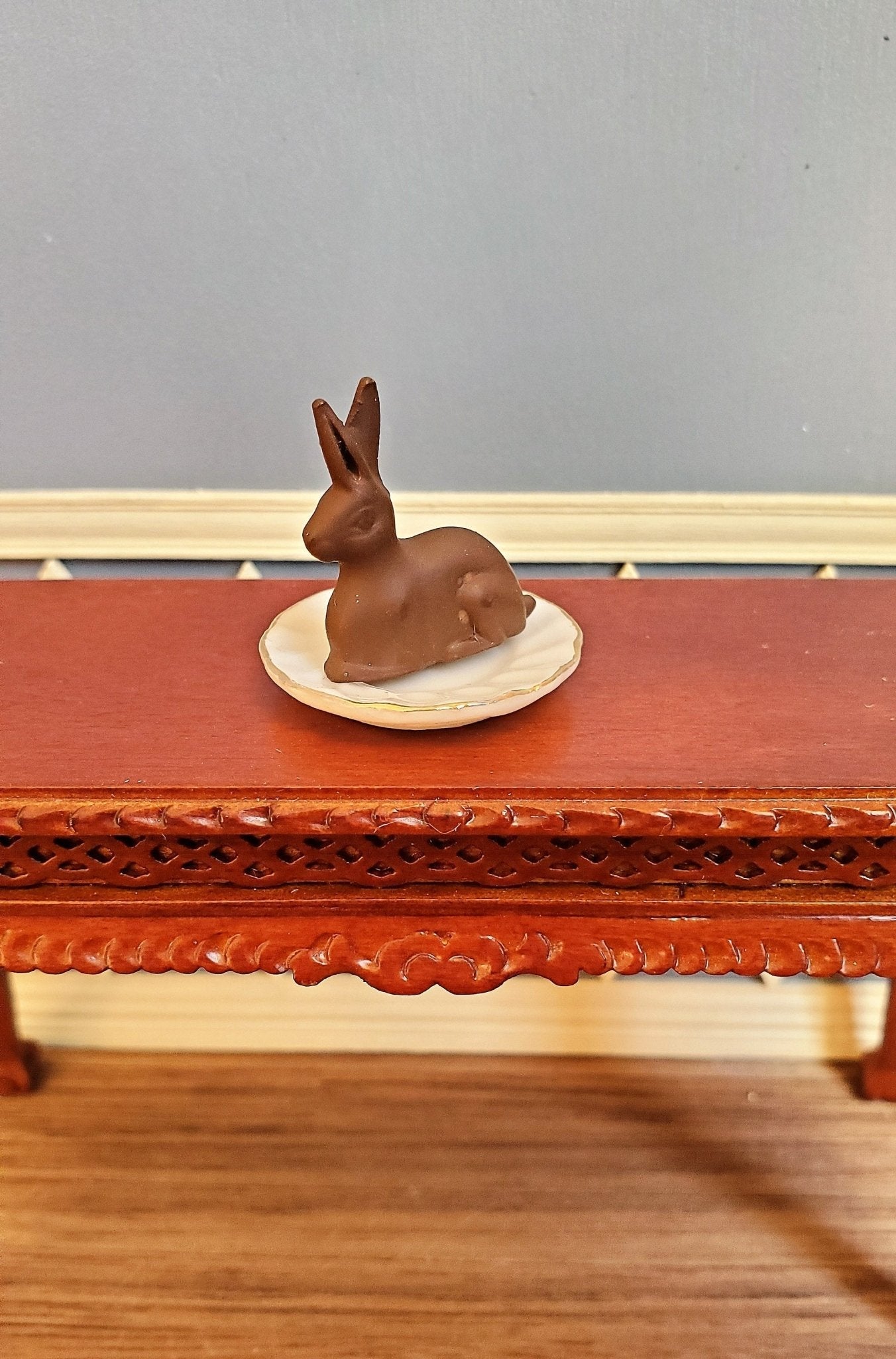 Dollhouse Miniature "Chocolate" Easter Bunny Rabbit 1:12 Scale 3/4" tall - Miniature Crush