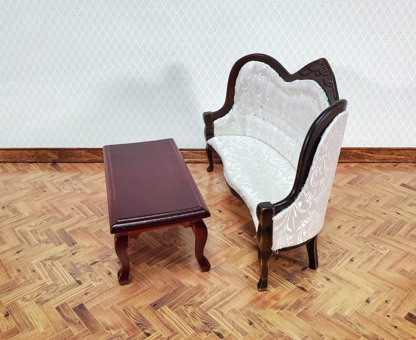 Dollhouse Miniature Coffee Table Large Mahogany Finish 1:12 Scale Furniture - Miniature Crush