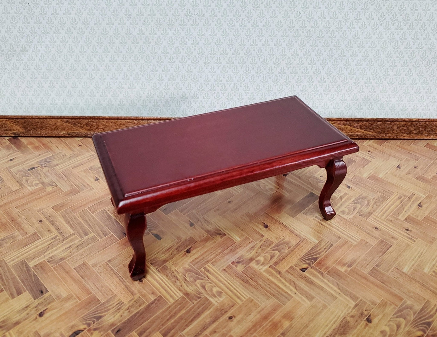 Dollhouse Miniature Coffee Table Large Mahogany Finish 1:12 Scale Furniture - Miniature Crush