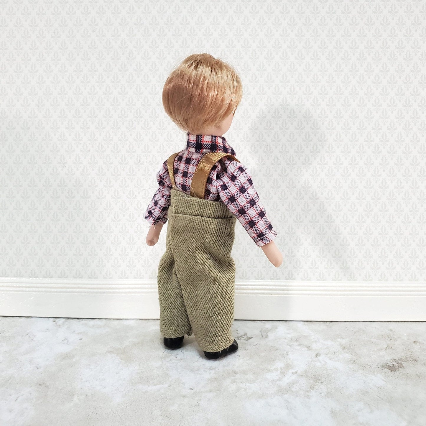 Dollhouse Miniature Country Boy Son Doll Porcelain Semi-Poseable 1:12 Scale Family - Miniature Crush